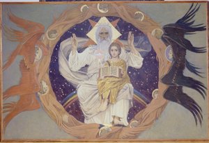 Holy Trinity, Preparatory sketch for the Alexander Nevsky Cathedral in Warsaw, 1907 by Victor Mikhailovich Vasnetsov