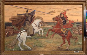 Single Combat of Peresvet and Temir Murza on the Kulikovo Field in 1380 by Victor Mikhailovich Vasnetsov