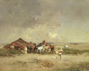 Arab Encampment by Victor Pierre Huguet