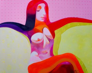 Colorful Reclining Nude by Victor Tkachenko