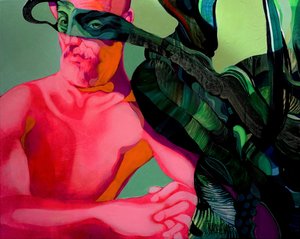 Surreal Green Mask Man by Victor Tkachenko