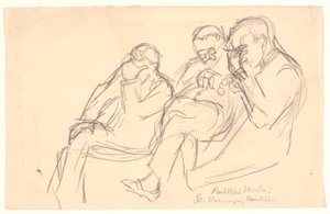 Figure Sketch. Three Seated Men: Fr. Henningsen, Aarsleff and P. Johansen by Viggo Johansen