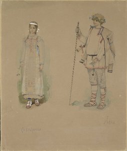 Snow Maiden and Lel. Costume Design for the Opera Snow Maiden by N. Rimsky-Korsakov, 1885 by Viktor Mikhaylovich Vasnetsov