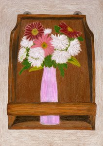 Flowers on Wooden Shelf by Viktoriia Saunina