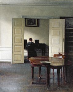 An Interior with a Woman Playing Piano