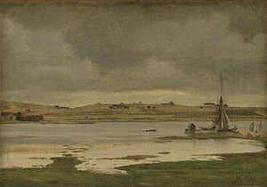 The Fiord at Hadsund, Jutland. Cloudy Weather by Vilhelm Kyhn