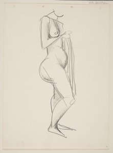 Standing Nude Woman, Profile to the Right, Drapery in Hand