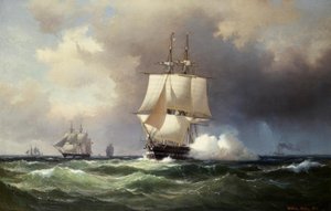 Square-Rigged Ship on the High Seas by Vilhelm Melbye
