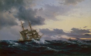 Sailing Vessels in a Stormy Sea
