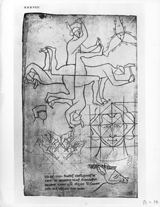 Facsimile Copy of Ms Fr 19093 fol.19v Studies of Men and Animals by Villard de Honnecourt