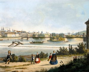 Prague on the Moldava River (Vltava) by Vincenc Morstadt