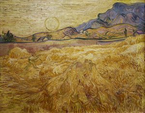 Wheat Field with Reaper and Sun, 1889 by Vincent van Gogh
