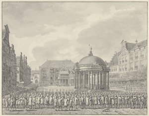 Swearing in of the Government Regulation at the Grote Markt in Haarlem, 5 September 1787 by Vincent Jansz. van der Vinne (signed by artist)