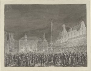Celebration of the Proclamation of the Alliance with France at the Grote Markt in Haarlem, 1795 by Vincent Jansz. van der Vinne