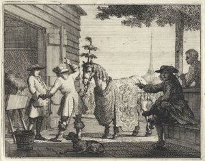 Merchants with a Richly Decorated Horse