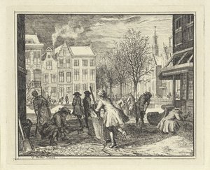 Men Working in a Street by Vincent Laurensz. van der Vinne (II)