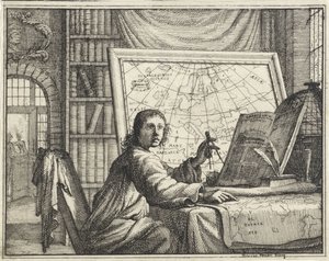 Man with Compass by Maps