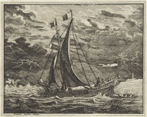 Ship in Ominous Weather by Vincent Laurensz. van der Vinne (II)