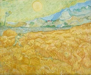 The Harvest, Cornfield with Reaper (La moisson). 1889 by Vincent van Gogh