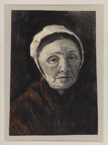 Head of an old woman in a Scheveninger cap, 1882-83