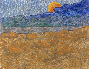 Landscape with Wheat Sheaves and Rising Moon by Vincent van Gogh