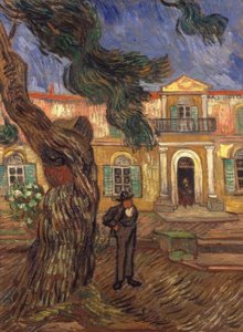 Pine and Figure in Front of the Saint-Paul Hospital by Vincent van Gogh