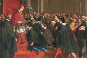 Milan, Church of San Francesco da Paola, Fratelli Campi, Cardinal Federico organizes the group of masters of Christian doctrine by Vincenzo and Campi Antonio Campi