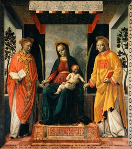 Madonna and Child between St Faustinus and St Jovita by Vincenzo Foppa