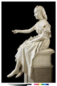 Portrait of Marquise Virginia Busti Porro as a Young Girl or Young Lady Offering a Flower by Vincenzo Vela