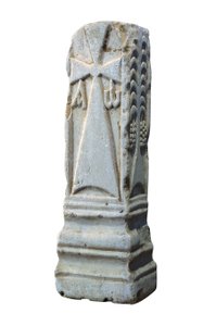 Altar Stone Depicting the Christian Symbols of Chrism, Alpha, and Omega