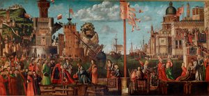 Cycle of the Life of Saint Ursula, Fourth Episode: The Meeting of the Engaged and the Departure on Pilgrimage by Vittore Carpaccio