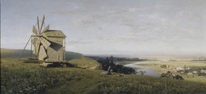 Ukrainian landscape with windmill by Vladimir Donatovich Orlovsky