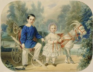 Grand Duke Alexander and Grand Duke Alexey as Children by Vladimir Ivanovich Hau
