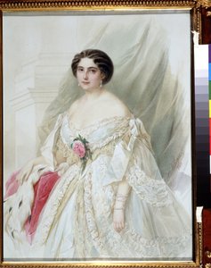 Portrait of a Lady in a Fur Cape by Vladimir Ivanovich Hau