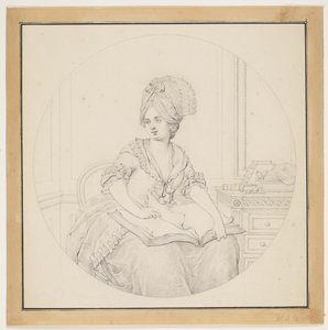 Young Lady, Leafing Through a Folio on Her Lap by W.A. Müller