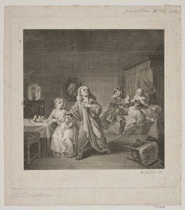 Maternity Room III. Act 6. Scene. Engraving after Lorenzen