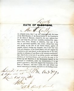 Loyalty oath of Wm. Cuddy of Missouri, County of St. Louis