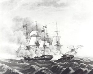 USS Constitution and HMS Guerriere by John Ward Dunsmore