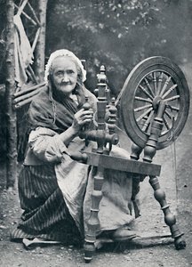 An Old Irish Woman at Her Spinning-Wheel by W. Lawrence