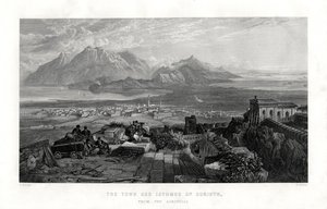 The Town and Isthmus of Corinth from the Acropolis, Greece by W. Miller