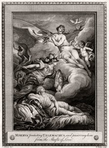 Minerva Protecting Telemachus, and Preserving Him from the Shafts of Love by W. Walker