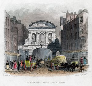 Temple Bar, from the Strand, London, 1829 by W. Wallis
