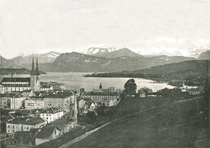 View of Lucerne and Its Mountains, Switzerland, 1895 by W and S Ltd