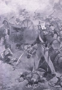 Chilianwala, January 13th 1849: The body of Pennycuick guarded by his son by Wal Paget