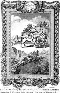 King John stabbing his nephew Prince Arthur by Walker