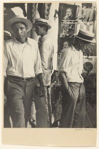 People in Downtown Havana Shoeshine Newsstand by Walker Evans