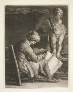 Young Man with a Statue of Cupid by Wallerant Vaillant