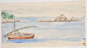 Man in Sailboat on the Coast in Florida (?) by Walter Barwig