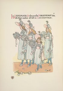 Bridesmaids in forget-me-not blue ladysmocks by Walter Crane