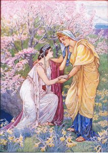 Demeter rejoiced for her daughter was by her side, illustration from The Story of Greece by Walter Crane